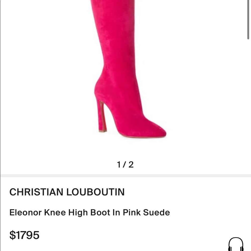 Eleanor Knee High boot in pink suede Christian Louboutin